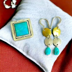 Silpada turquoise pendant and earrings